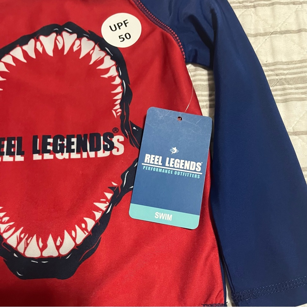 Reel Legends Red and Blue Performance Swim Shirt